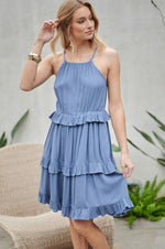 Load image into Gallery viewer, Solid Ruffle Sleeveless Mini Dress
