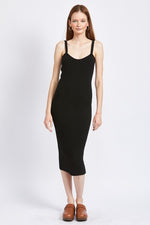 Load image into Gallery viewer, SPAGHETTI STRAP BODYCON MIDI DRESS
