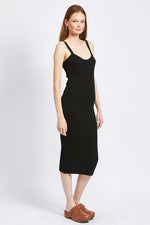 Load image into Gallery viewer, SPAGHETTI STRAP BODYCON MIDI DRESS
