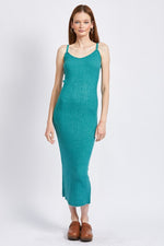 Load image into Gallery viewer, SPAGHETTI STRAP BODYCON MIDI DRESS
