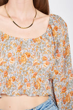 Load image into Gallery viewer, SCOOP NECK FLORAL TOP WITH RUFFLE DETAIL
