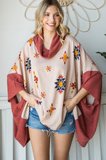 Load image into Gallery viewer, AZTEC PRINT COWL NECK OVERSIZED PONCHO
