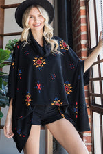 Load image into Gallery viewer, AZTEC PRINT COWL NECK OVERSIZED PONCHO
