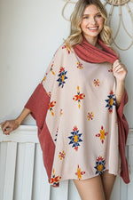 Load image into Gallery viewer, AZTEC PRINT COWL NECK OVERSIZED PONCHO
