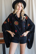 Load image into Gallery viewer, AZTEC PRINT COWL NECK OVERSIZED PONCHO
