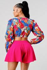 Load image into Gallery viewer, Athina crop printed top and cutout pants set
