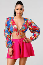 Load image into Gallery viewer, Athina crop printed top and cutout pants set
