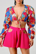 Load image into Gallery viewer, Athina crop printed top and cutout pants set
