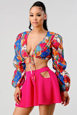 Load image into Gallery viewer, Athina crop printed top and cutout pants set
