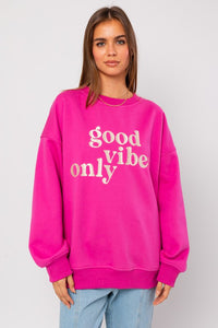 Letter Embroidery Oversized Sweatshirt