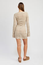 Load image into Gallery viewer, RUCHED CROCHET MINI DRESS
