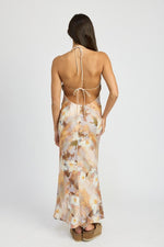 Load image into Gallery viewer, HALTER NECK FLORAL MAXI DRESS
