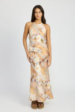 Load image into Gallery viewer, HALTER NECK FLORAL MAXI DRESS
