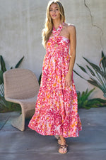 Load image into Gallery viewer, PRINTED SMOCKED RUFFLE MAXI DRESS
