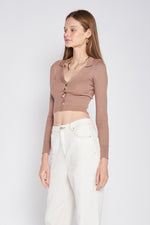 Load image into Gallery viewer, RIBBED BUTTON DOWN CROP CARDIGAN
