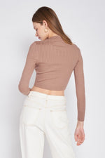 Load image into Gallery viewer, RIBBED BUTTON DOWN CROP CARDIGAN
