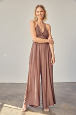 Load image into Gallery viewer, HALTER NECK BACK TIE JUMPSUIT
