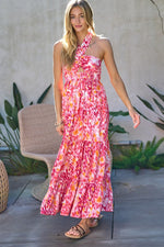 Load image into Gallery viewer, PRINTED SMOCKED RUFFLE MAXI DRESS
