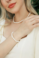 Load image into Gallery viewer, Mid sized pearl beaded bracelet and necklace set
