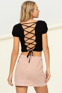 SECRET LOVER LACE UP SWEATER