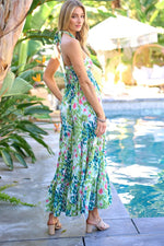 Load image into Gallery viewer, PRINTED SMOCKED RUFFLE MAXI DRESS
