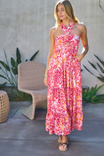 Load image into Gallery viewer, PRINTED SMOCKED RUFFLE MAXI DRESS
