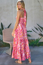 Load image into Gallery viewer, PRINTED SMOCKED RUFFLE MAXI DRESS
